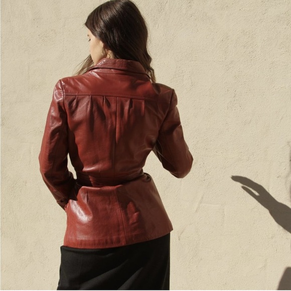nortd Jackets & Blazers - Nordstrom VINTAGE  | GENUINE Leather Short trench Style Jkt Burnt Orange SZ 10